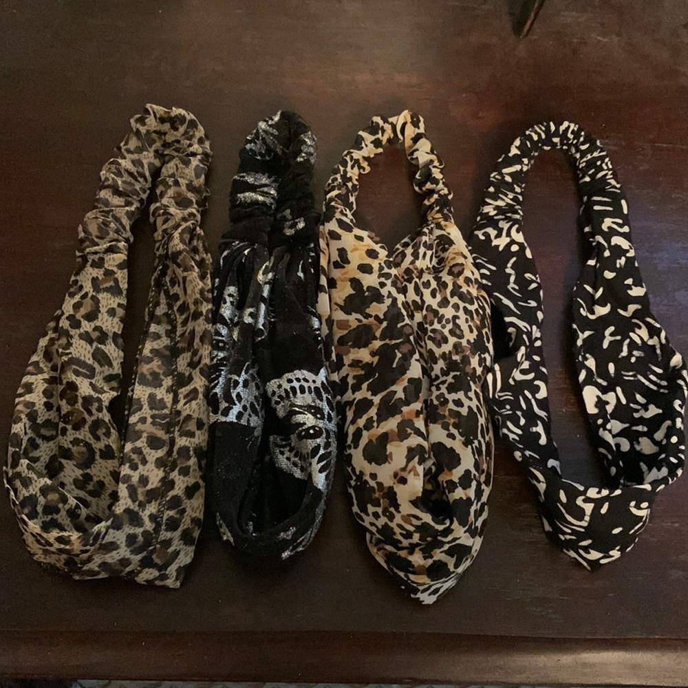 4 headbands hair band, leopard animal print NWOT
